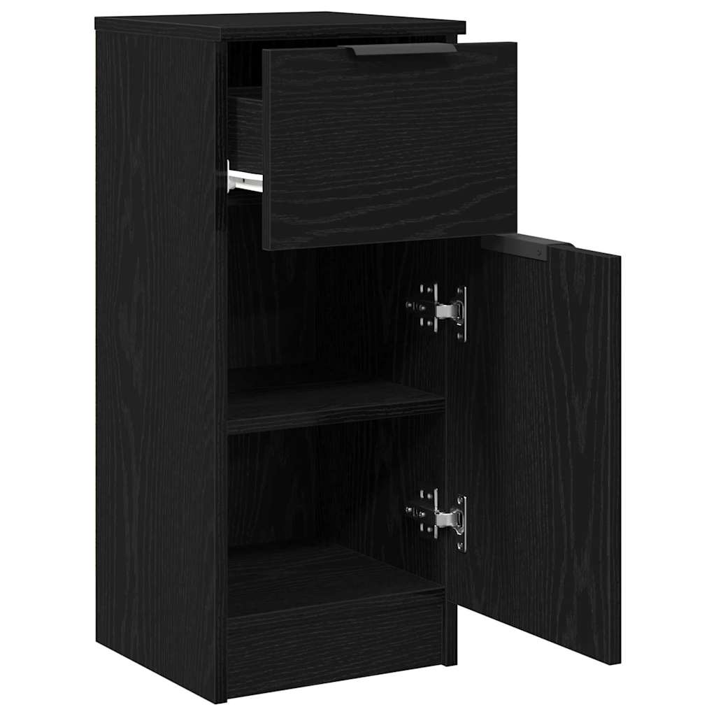 vidaXL Sideboard with Drawer Black Oak 30 x 30 x 70 cm Engineered Wood