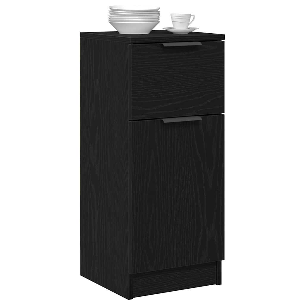 vidaXL Sideboard with Drawer Black Oak 30 x 30 x 70 cm Engineered Wood