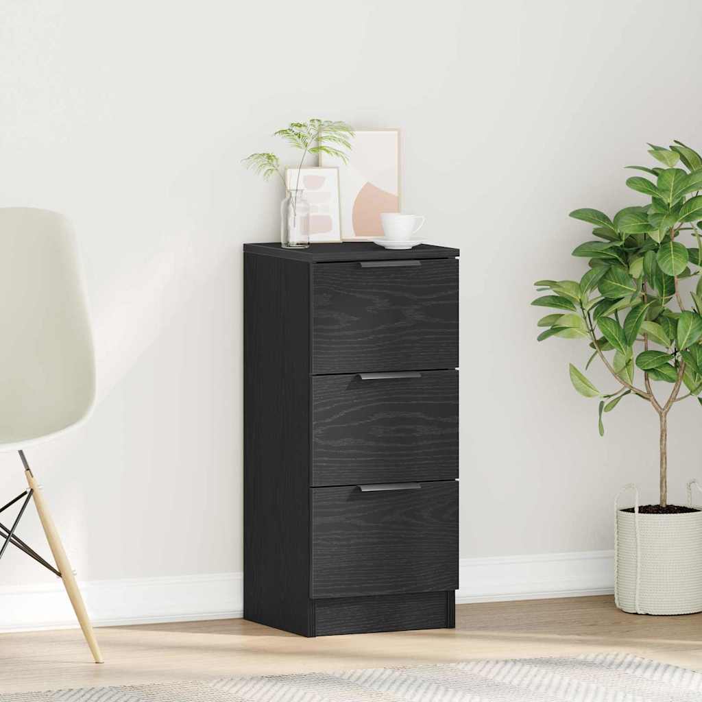vidaXL Sideboard with Drawer Black Oak 30 x 30 x 70 cm Engineered Wood