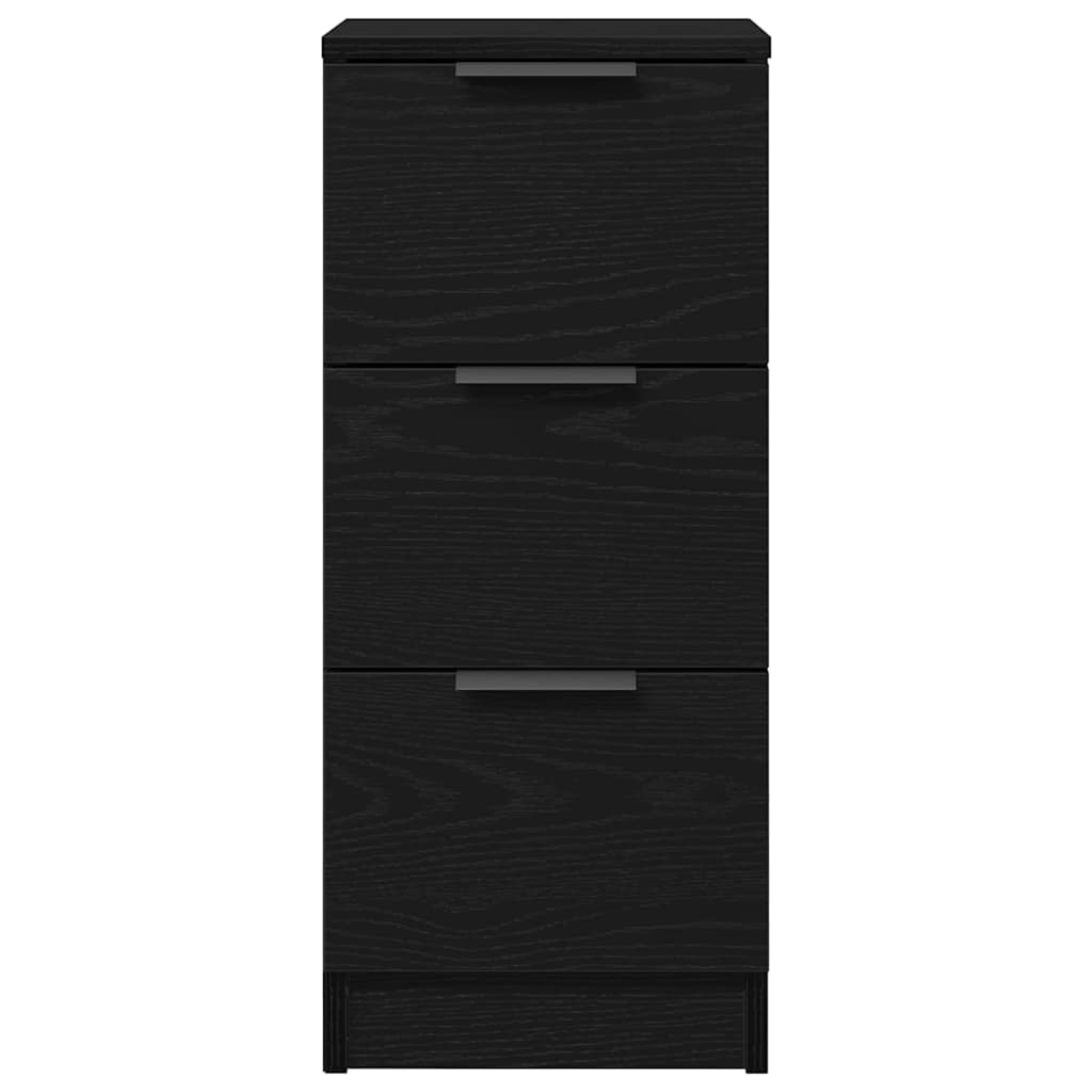 vidaXL Sideboard with Drawer Black Oak 30 x 30 x 70 cm Engineered Wood