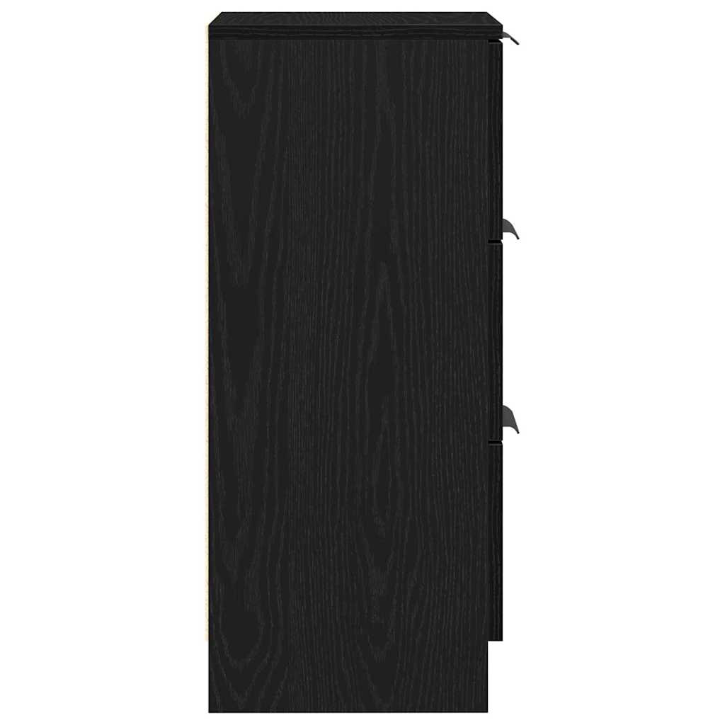 vidaXL Sideboard with Drawer Black Oak 30 x 30 x 70 cm Engineered Wood