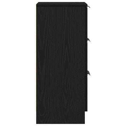 vidaXL Sideboard with Drawer Black Oak 30 x 30 x 70 cm Engineered Wood