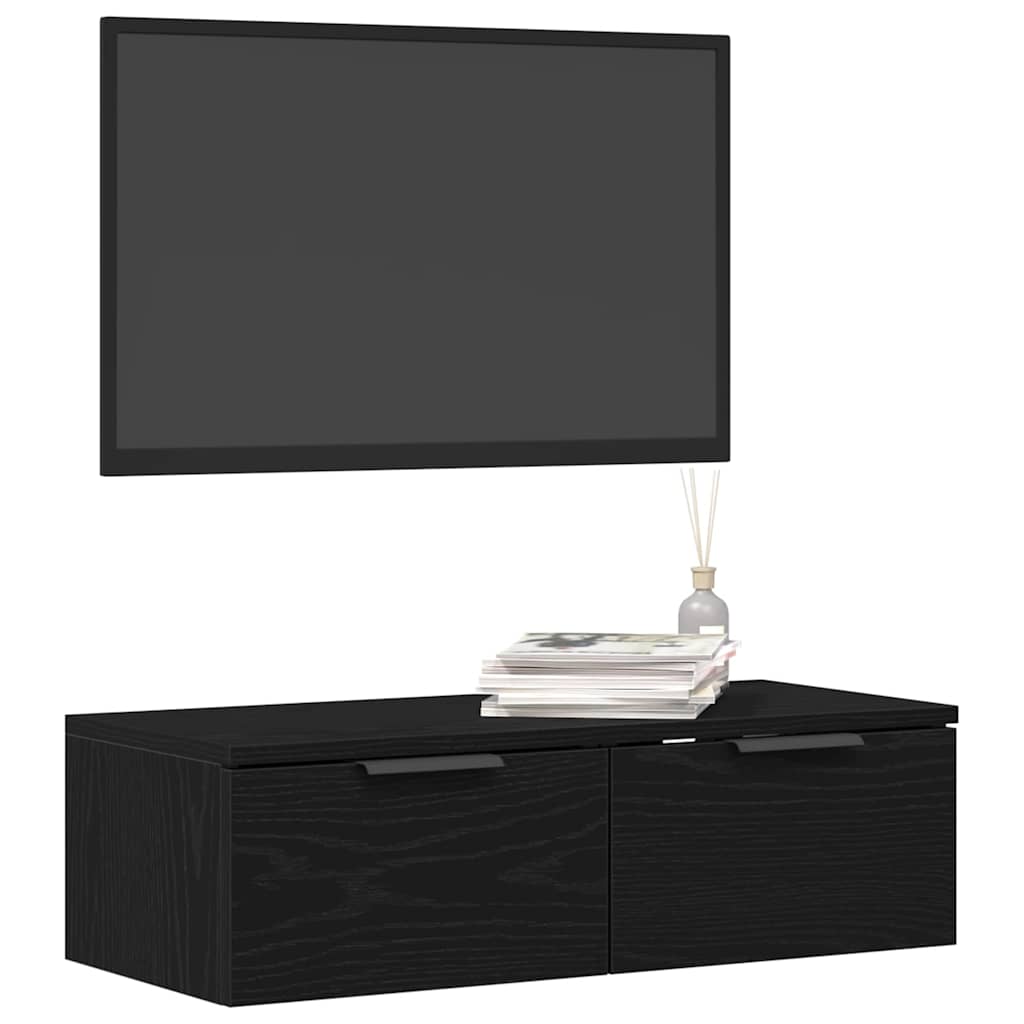 vidaXL Wall Cabinet Black Oak 68 x 30 x 20 cm Engineered Wood