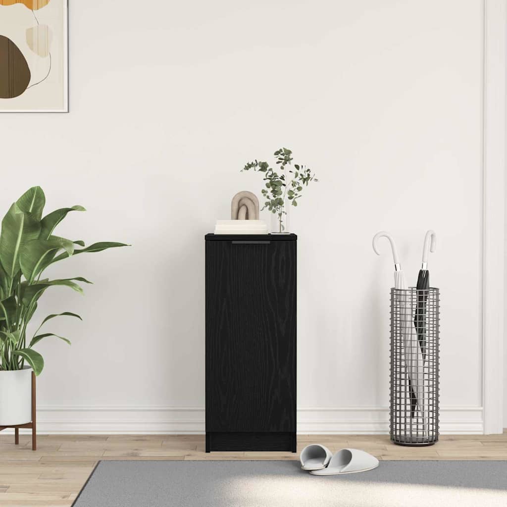 vidaXL Shoe Cabinet Black Oak 29.5 x 35 x 70 cm Engineered Wood