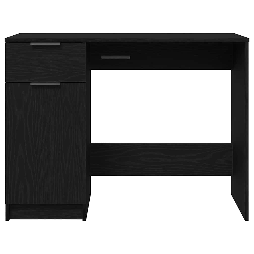 vidaXL Desk with Drawer Black Oak 100 x 50 x 75 cm Engineered Wood
