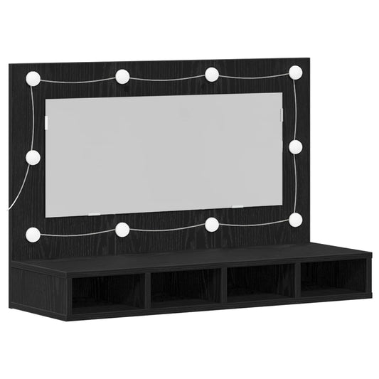 vidaXL Mirror Cabinet Black Oak 90 x 31.5 x 62 cm Engineered Wood