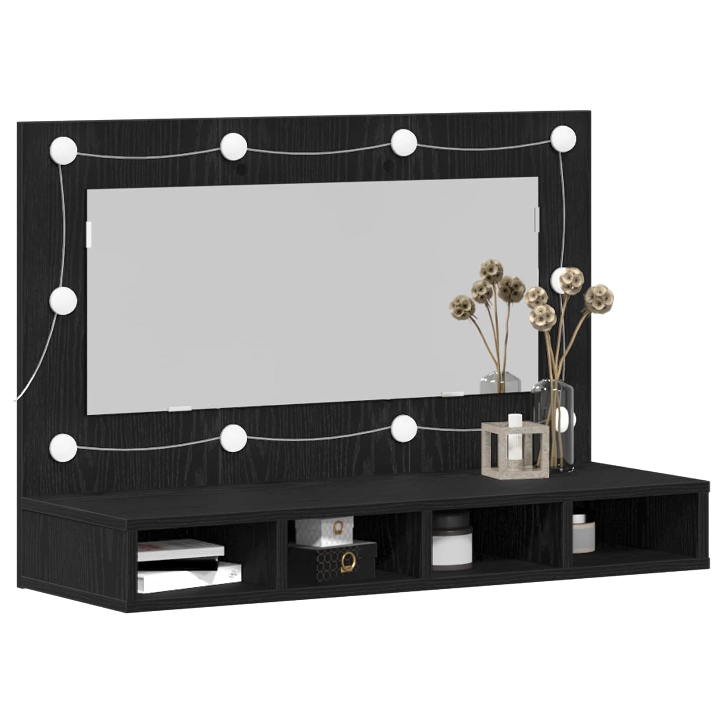 vidaXL Mirror Cabinet Black Oak 90 x 31.5 x 62 cm Engineered Wood