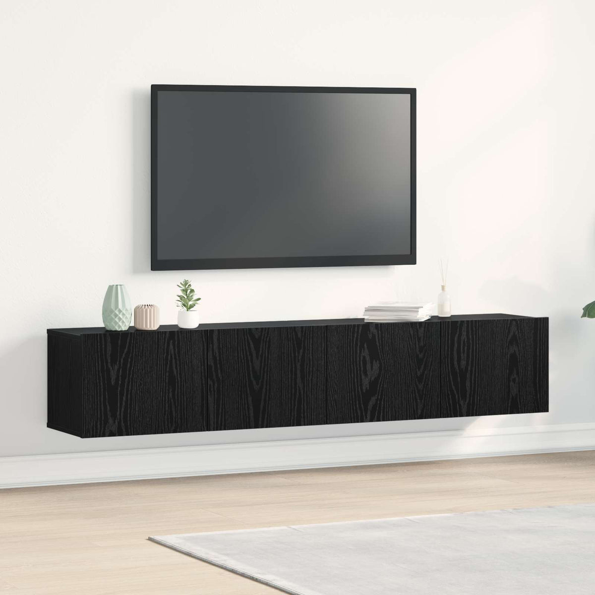 vidaXL TV Cabinet 2 pcs Black Oak Engineered Wood