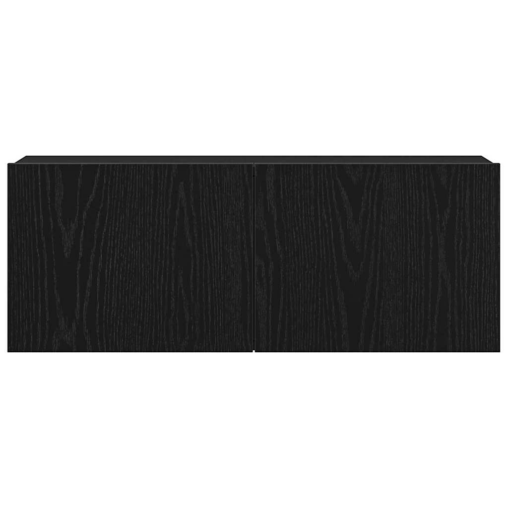 vidaXL TV Cabinet 2 pcs Black Oak 80 x 30 x 30 cm Engineered Wood