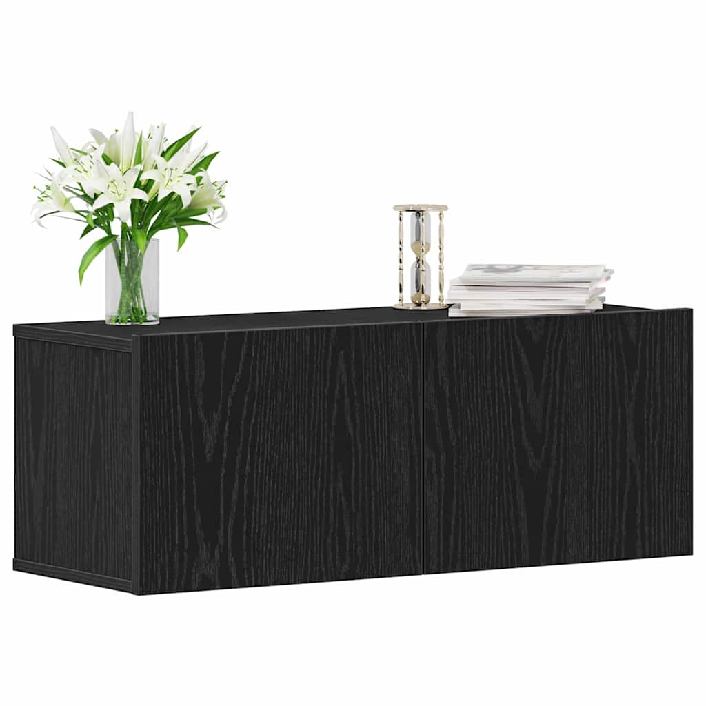 vidaXL TV Cabinet 2 pcs Black Oak Engineered Wood