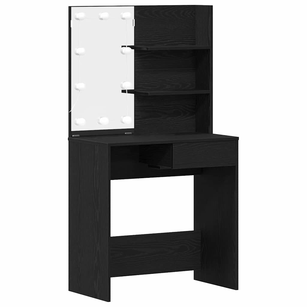 vidaXL Dressing Table Black Oak 74.5 x 40 x 141 cm Engineered Wood