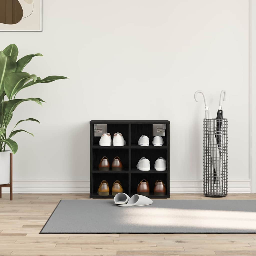 vidaXL Shoe Cabinet Black Oak 52 x 30 x 50.5 cm Engineered Wood