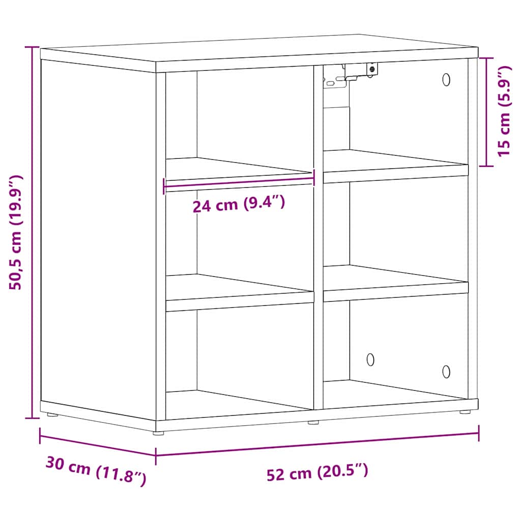 vidaXL Shoe Cabinet Black Oak 52 x 30 x 50.5 cm Engineered Wood