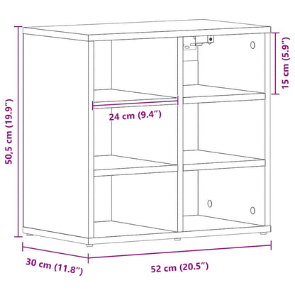 vidaXL Shoe Cabinet Black Oak 52 x 30 x 50.5 cm Engineered Wood