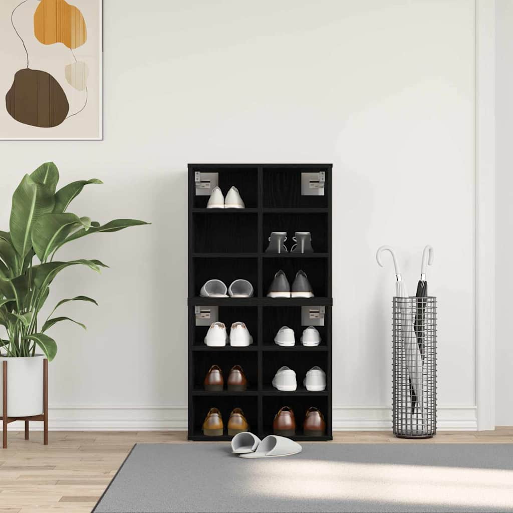 vidaXL Shoe Cabinet 2 pcs 52 x 30 x 50.5 cm Engineered Wood Black Oak