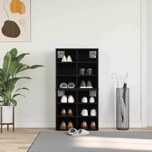 vidaXL Shoe Cabinet 2 pcs 52 x 30 x 50.5 cm Engineered Wood Black Oak