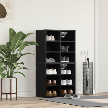 vidaXL Shoe Cabinet 2 pcs 52 x 30 x 50.5 cm Engineered Wood Black Oak