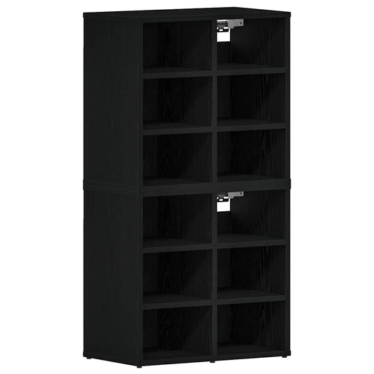 vidaXL Shoe Cabinet 2 pcs 52 x 30 x 50.5 cm Engineered Wood Black Oak