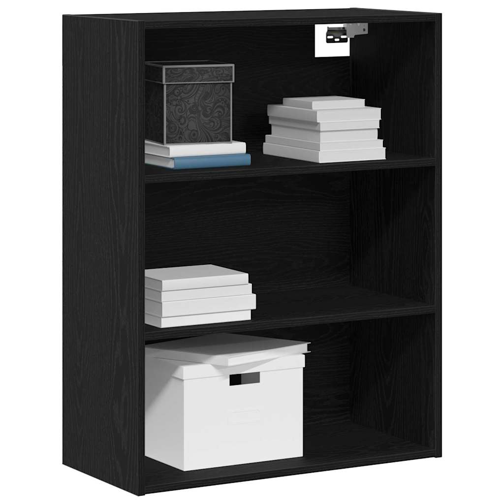 vidaXL Hanging Wall Cabinet Wall-mounted Black Oak 69.5 x 32.5 x 90 cm