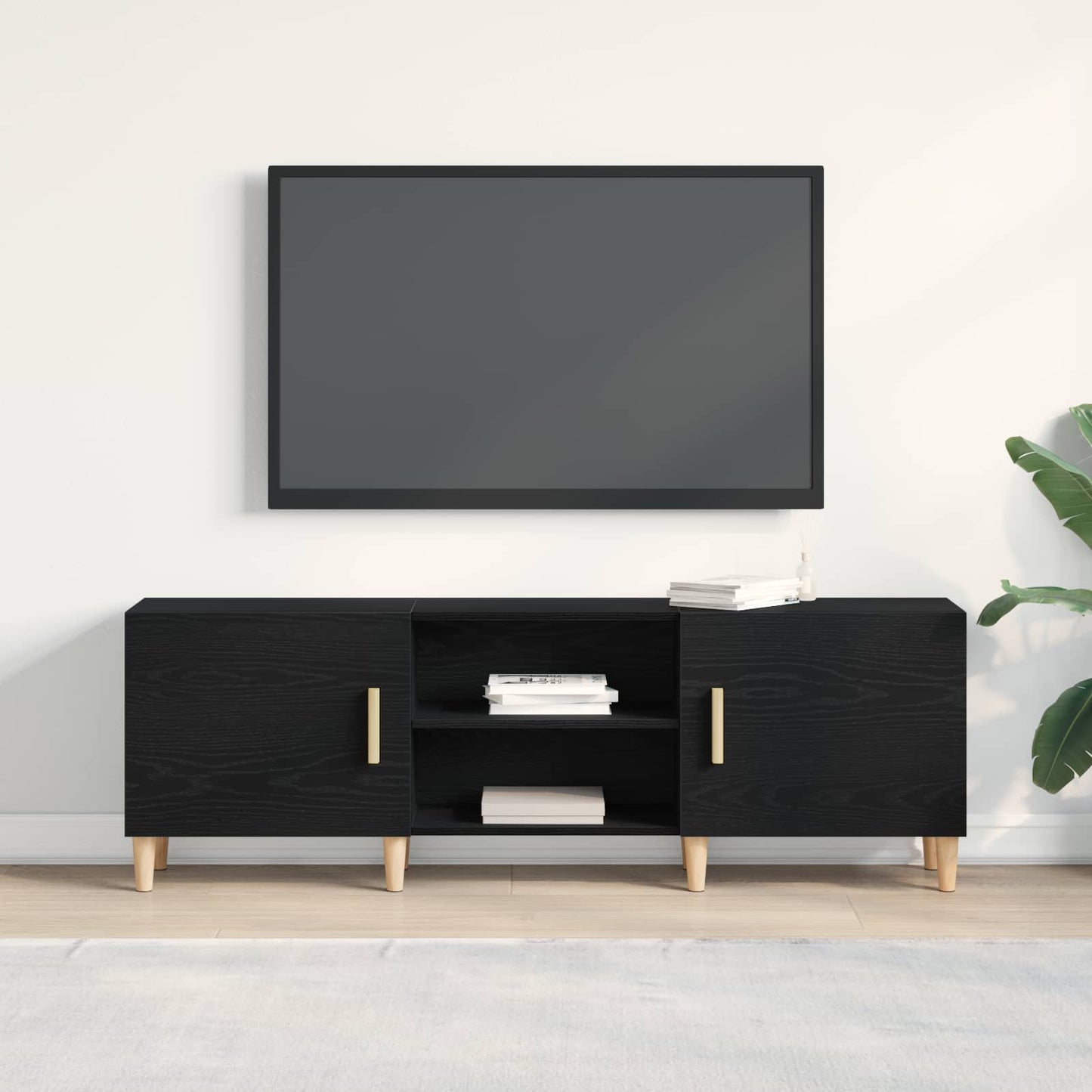 vidaXL TV Cabinet Black Oak 150 x 30 x50 cm Engineered Wood