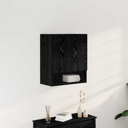 vidaXL Wall Cabinet 60 x 30 x 70 cm Engineered Wood Black Oak
