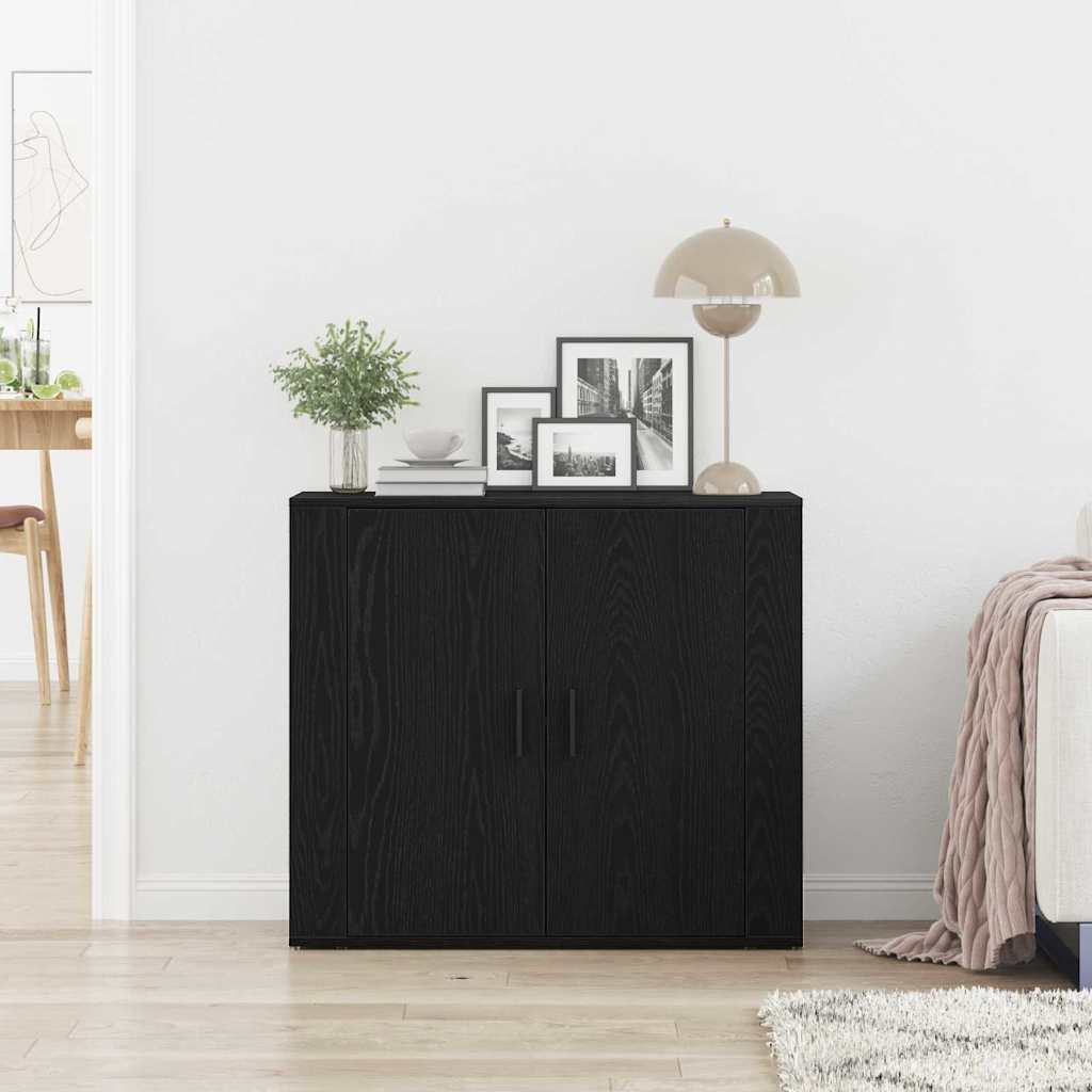 vidaXL Sideboard Black Oak 80 x 33 x 70 cm Engineered Wood
