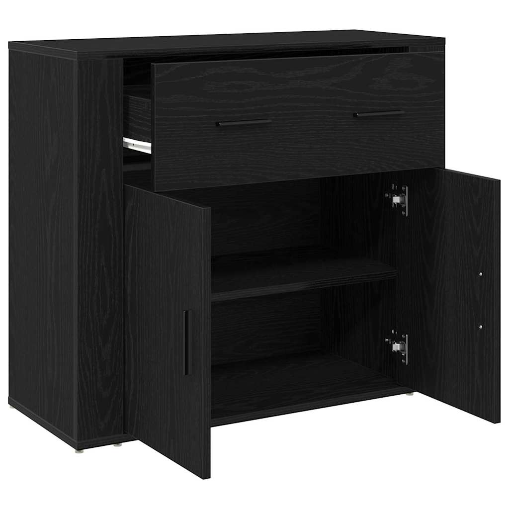 vidaXL Sideboard with Drawer Black Oak 80 x 33 x 70 cm Engineered Wood