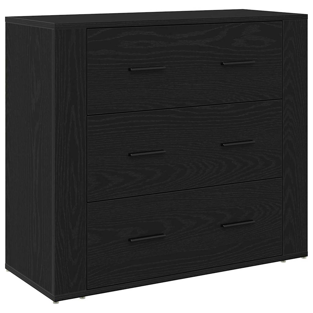 vidaXL Sideboard with Drawer Black Oak 80 x 33 x 70 cm Engineered Wood