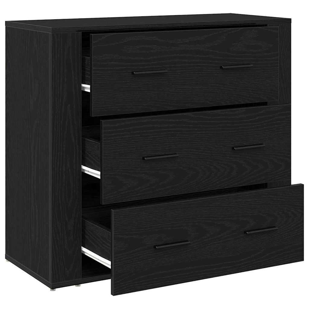 vidaXL Sideboard with Drawer Black Oak 80 x 33 x 70 cm Engineered Wood