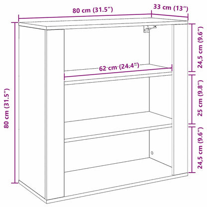 vidaXL Wall Cabinet Black Oak 80 x 33 x 80 cm Engineered Wood