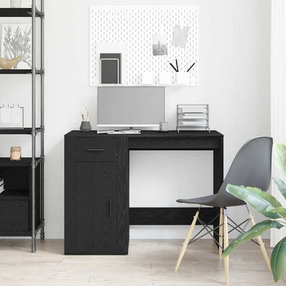 vidaXL Desk with Drawer Black Oak 100 x 49 x 74 cm Engineered Wood