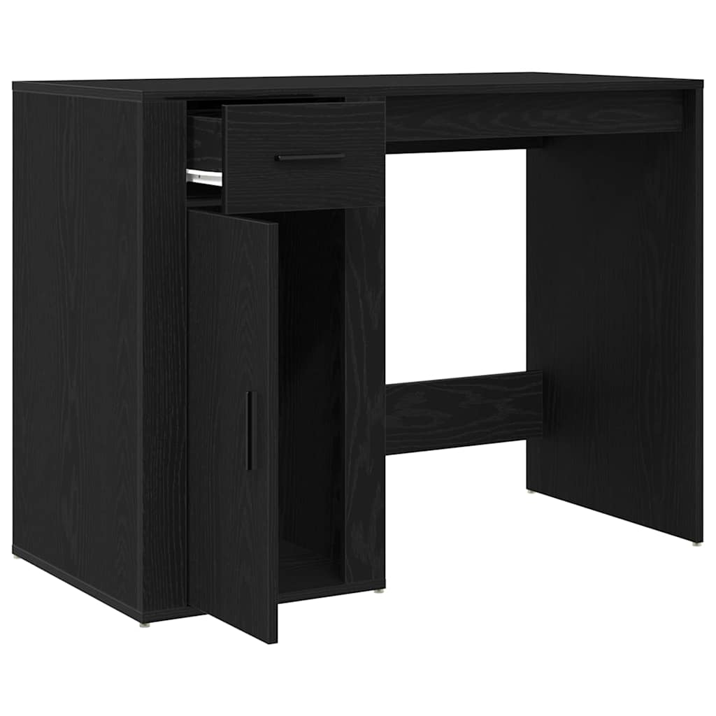 vidaXL Desk with Drawer Black Oak 100 x 49 x 74 cm Engineered Wood