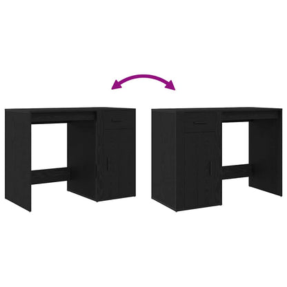 vidaXL Desk with Drawer Black Oak 100 x 49 x 74 cm Engineered Wood
