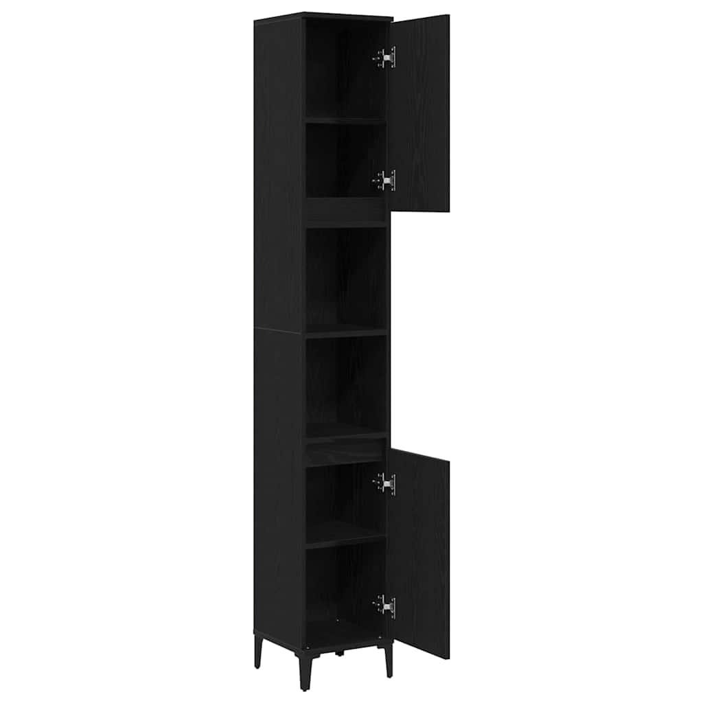 vidaXL Bathroom Cabinet Black Oak 30 x 30 x 190 cm Engineered Wood