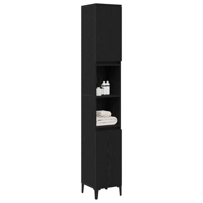 vidaXL Bathroom Cabinet Black Oak 30 x 30 x 190 cm Engineered Wood