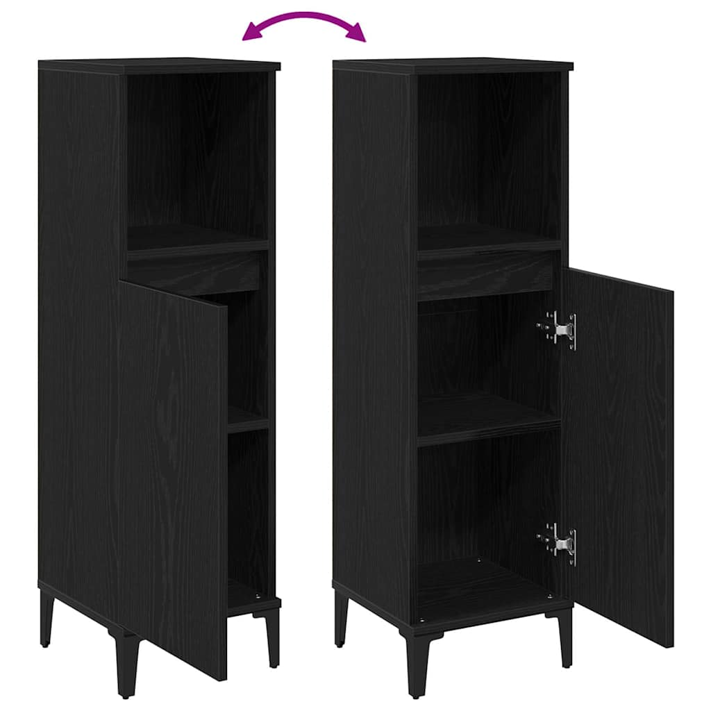 vidaXL Bathroom Cabinet Black Oak 30 x 30 x 100 cm Engineered Wood