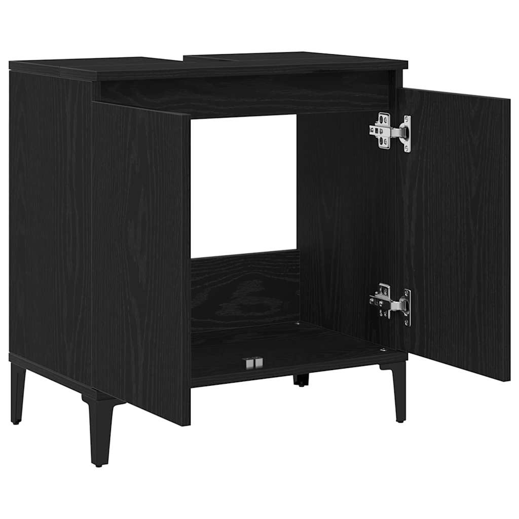 vidaXL Bathroom Sink Cabinet Black Oak 58 x 33 x 60 cm Engineered Wood