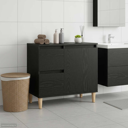 vidaXL Bathroom Cabinet Black Oak 65 x 33 x 60 cm Engineered Wood