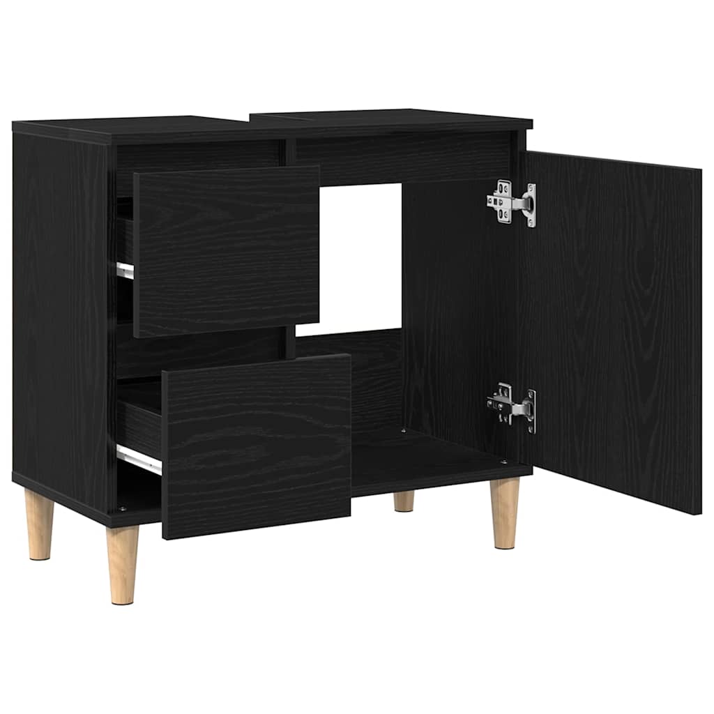 vidaXL Bathroom Cabinet Black Oak 65 x 33 x 60 cm Engineered Wood