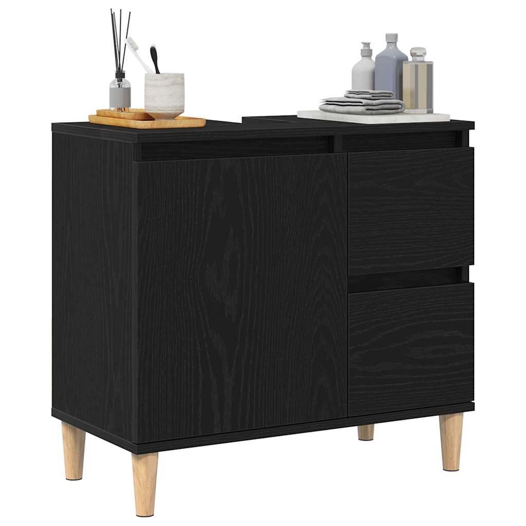 vidaXL Bathroom Cabinet Black Oak 65 x 33 x 60 cm Engineered Wood