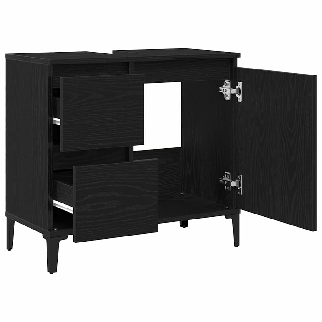 vidaXL Bathroom Cabinet Black Oak 65 x 33 x 60 cm Engineered Wood