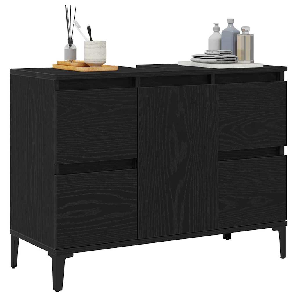 vidaXL Bathroom Sink Cabinet Black Oak 80 x 33 x 60 cm Engineered Wood