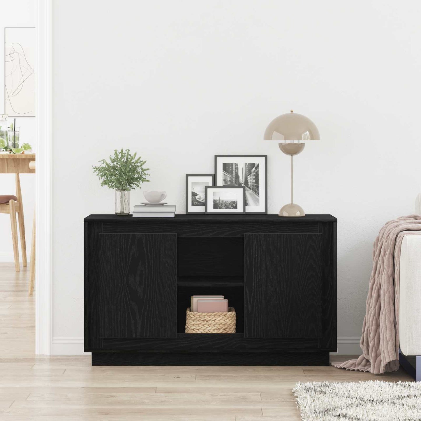 vidaXL Sideboard Black Oak 102 x 35 x 60 cm Engineered Wood