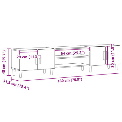 vidaXL TV Cabinet 180 x 31.5 x 40 cm Black Oak Engineered Wood