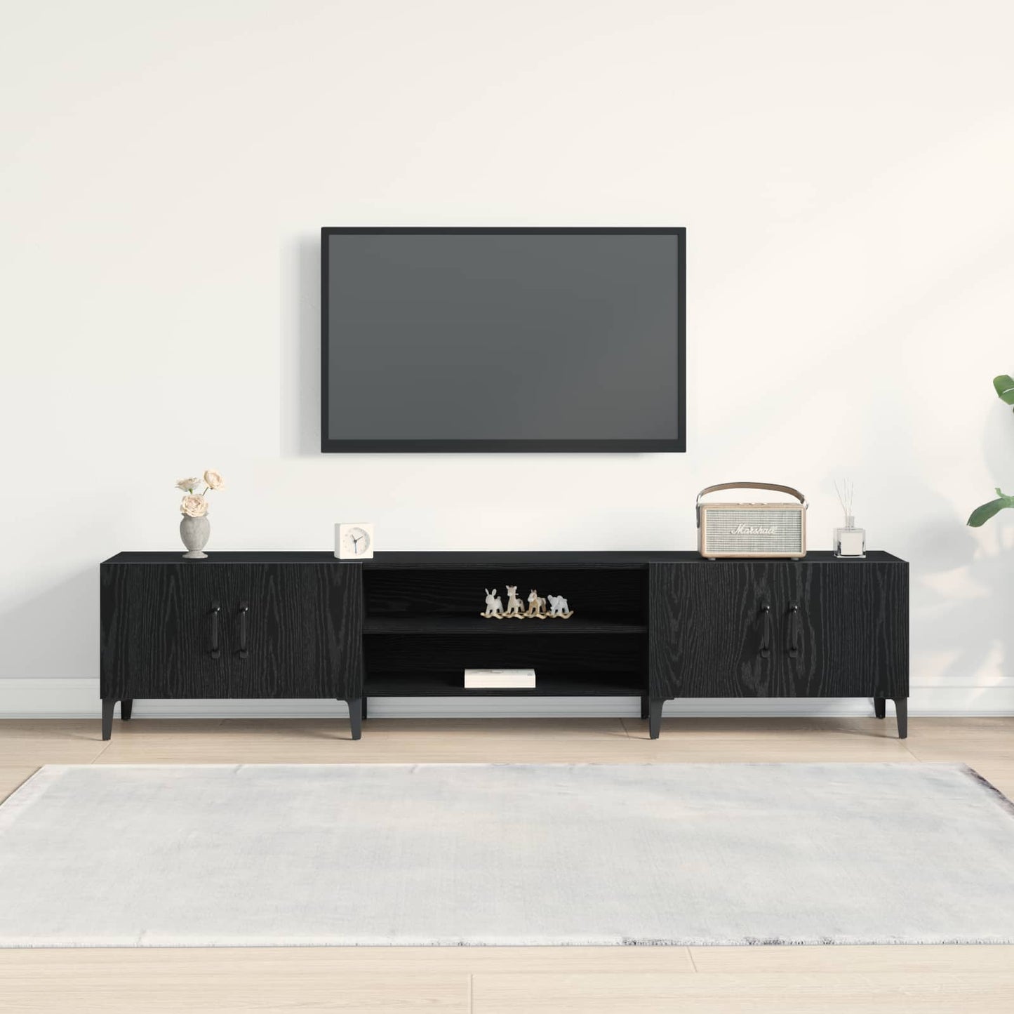 vidaXL TV Cabinet Black Oak 180 x 31.5 x 40 cm Engineered Wood