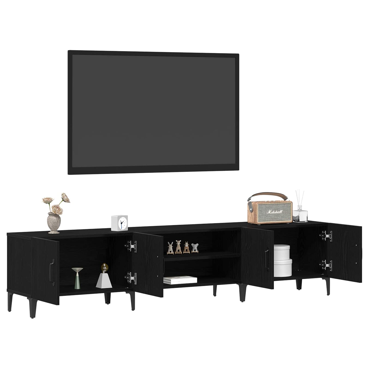 vidaXL TV Cabinet Black Oak 180 x 31.5 x 40 cm Engineered Wood