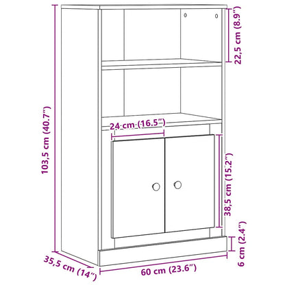 vidaXL Highboard Black Oak 60 x 35.5 x 103.5 cm Engineered wood