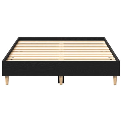 vidaXL Bed Frame Black Oak 203 x 123 x 25 cm Engineered Wood