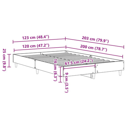 vidaXL Bed Frame Black Oak 203 x 123 x 25 cm Engineered Wood