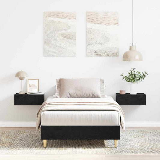 vidaXL Bed Frame Black Oak 203 x 101 x 25 cm Engineered Wood